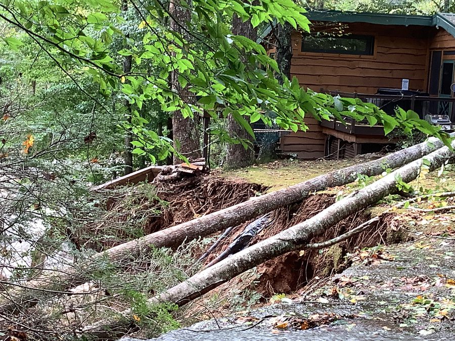 Erosion near the cabin immediately after the storm